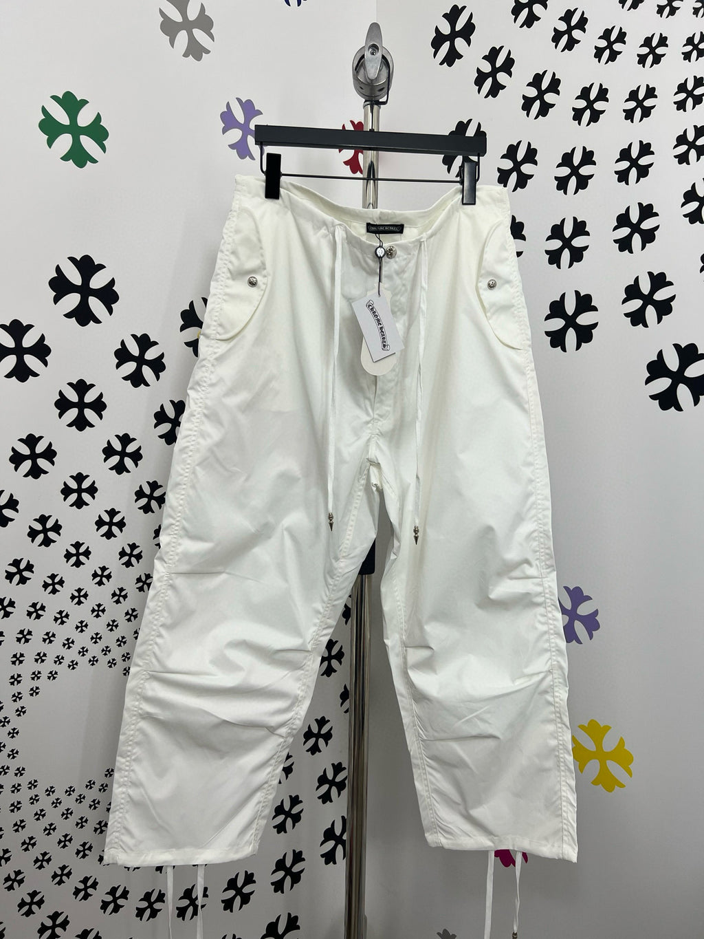 Jean white Chrome croix coloré