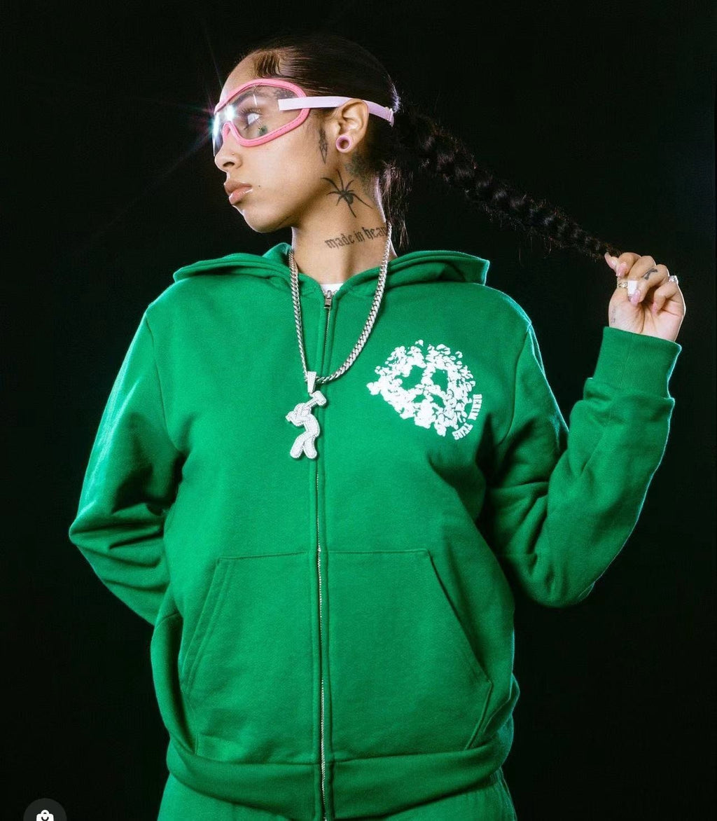 Gilet zippee imprime White and green