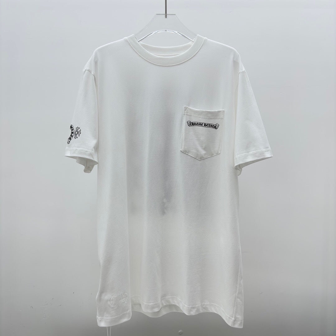 T shirt Chrome Logo Rose / White