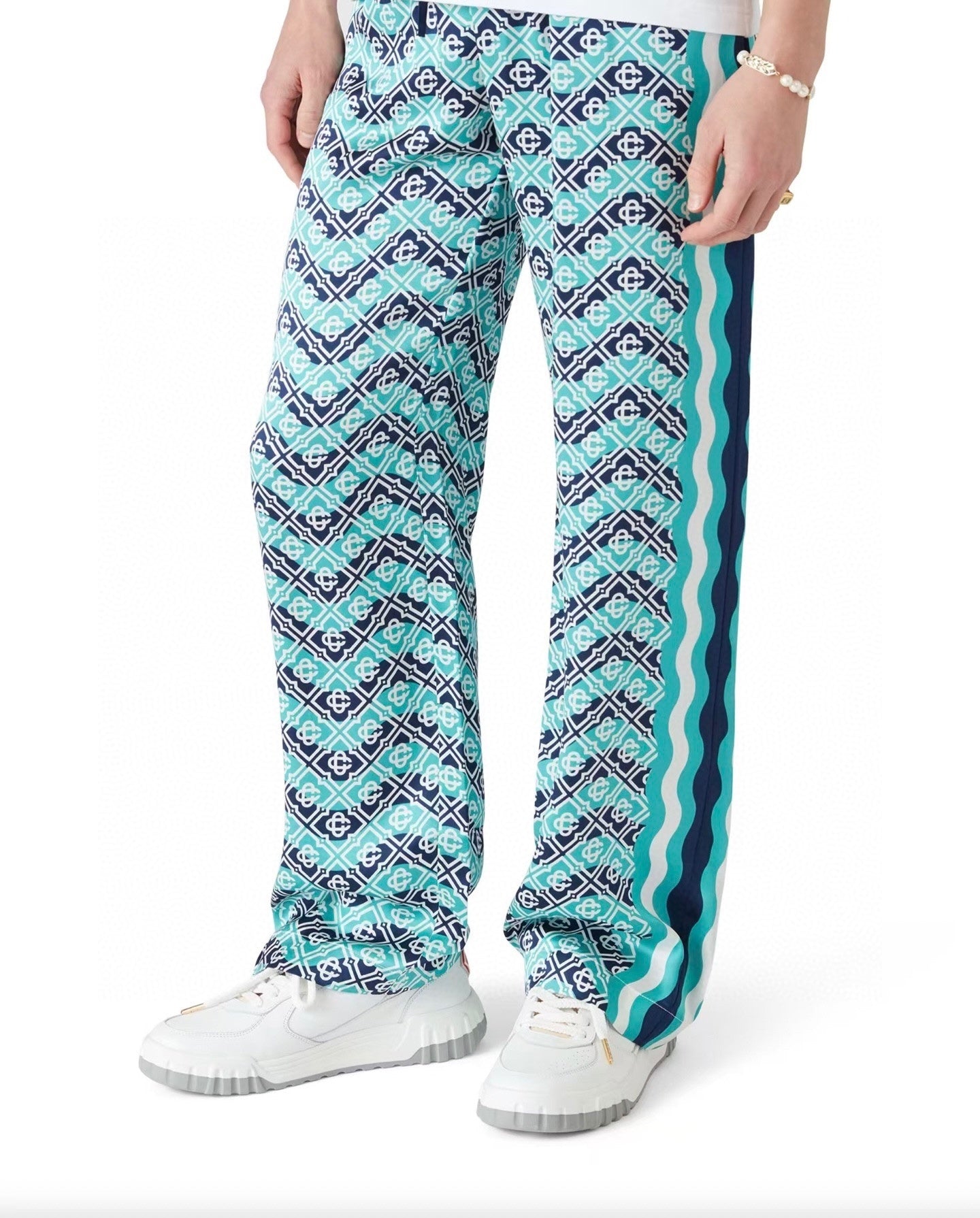 Casa B Exclusive MONOGRAM WAVE SILK PANTS