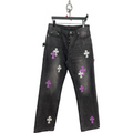 Jean Chrome noir / croix rose