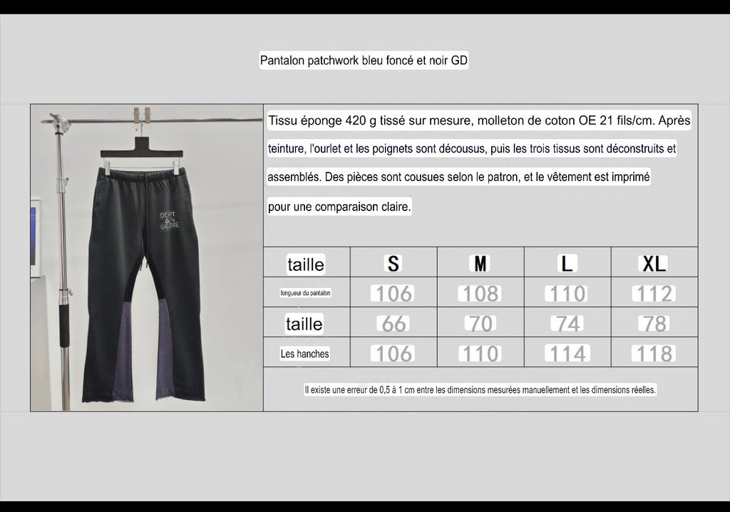 Pantalon Patchwork bleu foncé et noir Gallery
