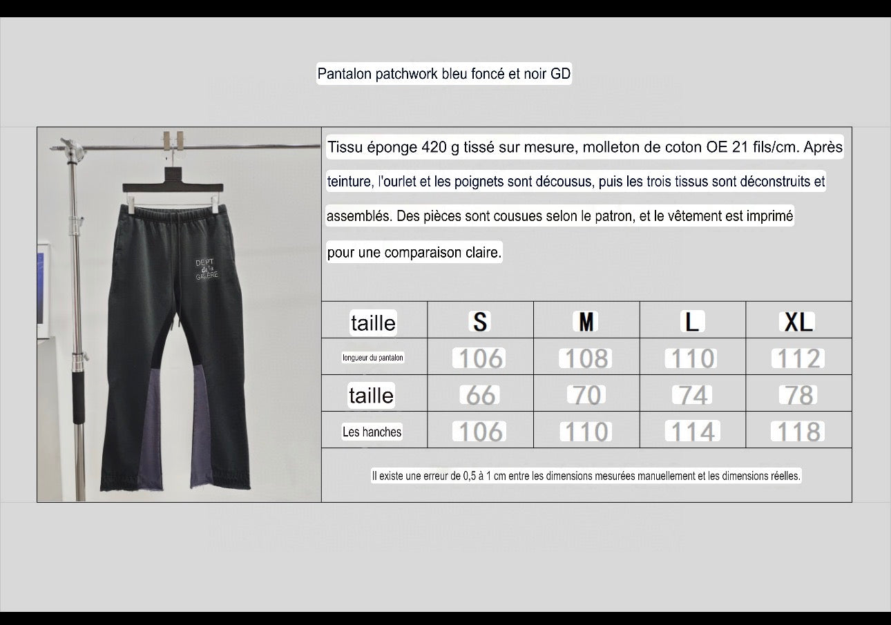 Pantalon Patchwork bleu foncé et noir Gallery