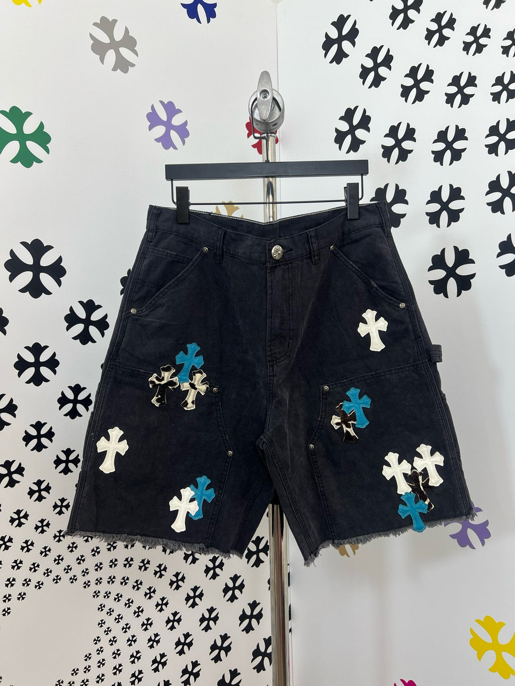Short Jean Chrome noir / bleu