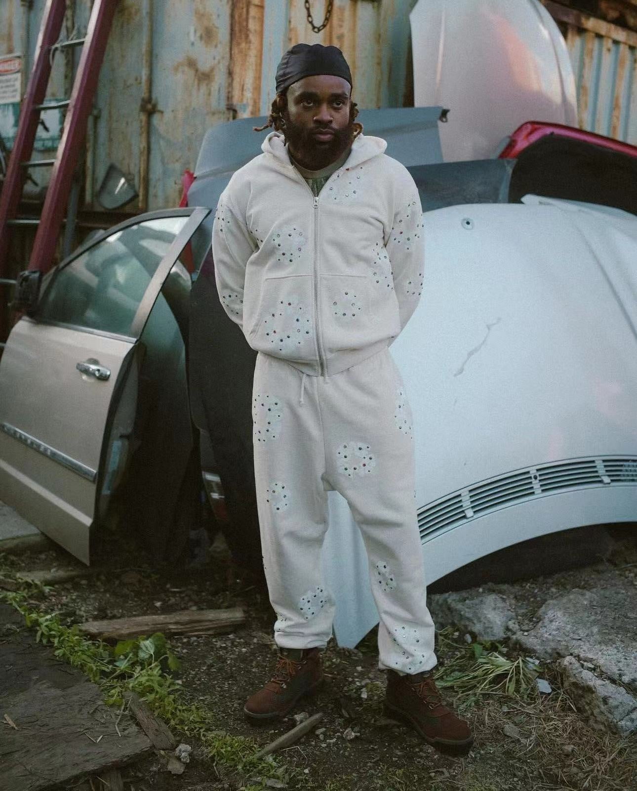 Sweat D.Tears Gaufré beige à motif