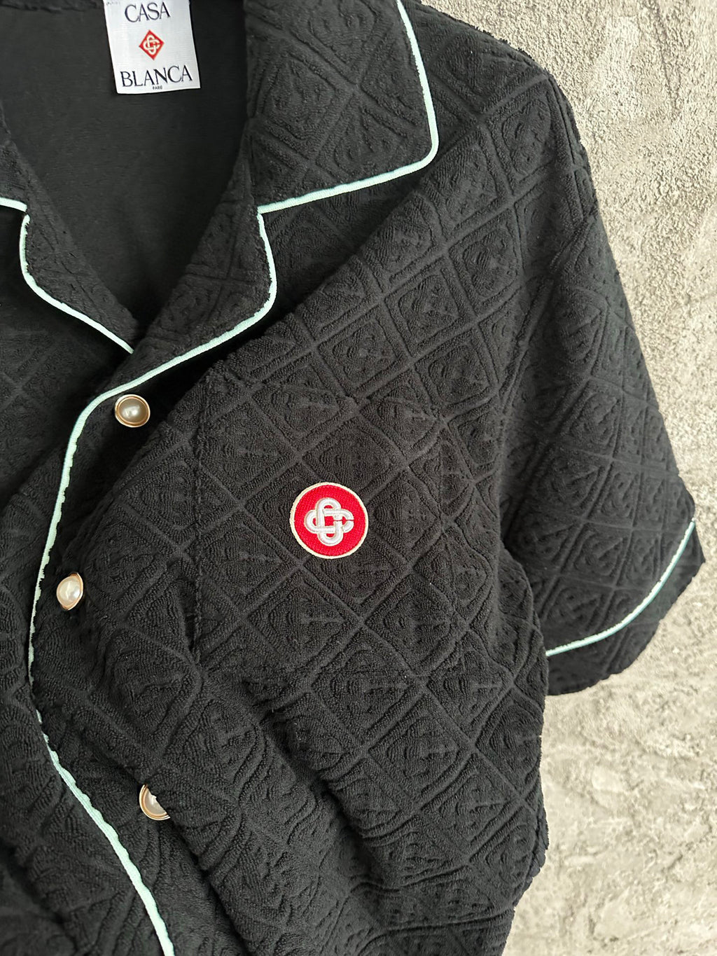 Casa B MONOGRAM JACQUARD TOWELLING SHORT SLEEVE SHIRT