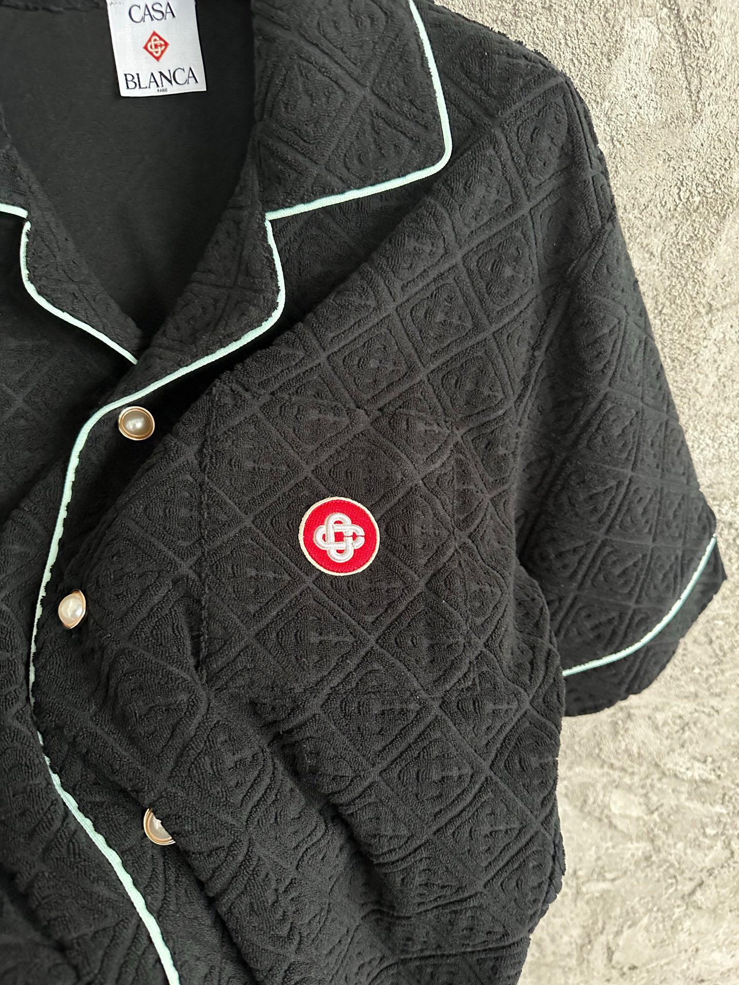 Casa B MONOGRAM JACQUARD TOWELLING SHORT SLEEVE SHIRT