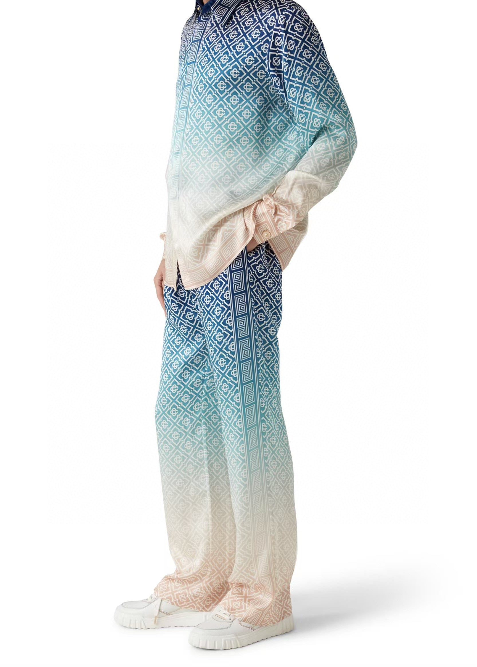 Casa B - Pantalons en soie Jacquard Gradient