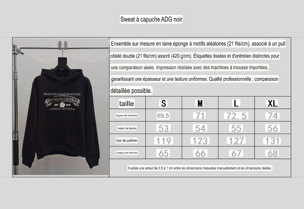 Sweat Black capuche DT ADG BLACK