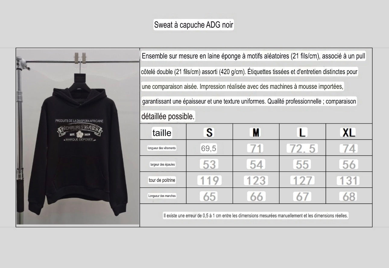 Sweat Black capuche DT ADG BLACK