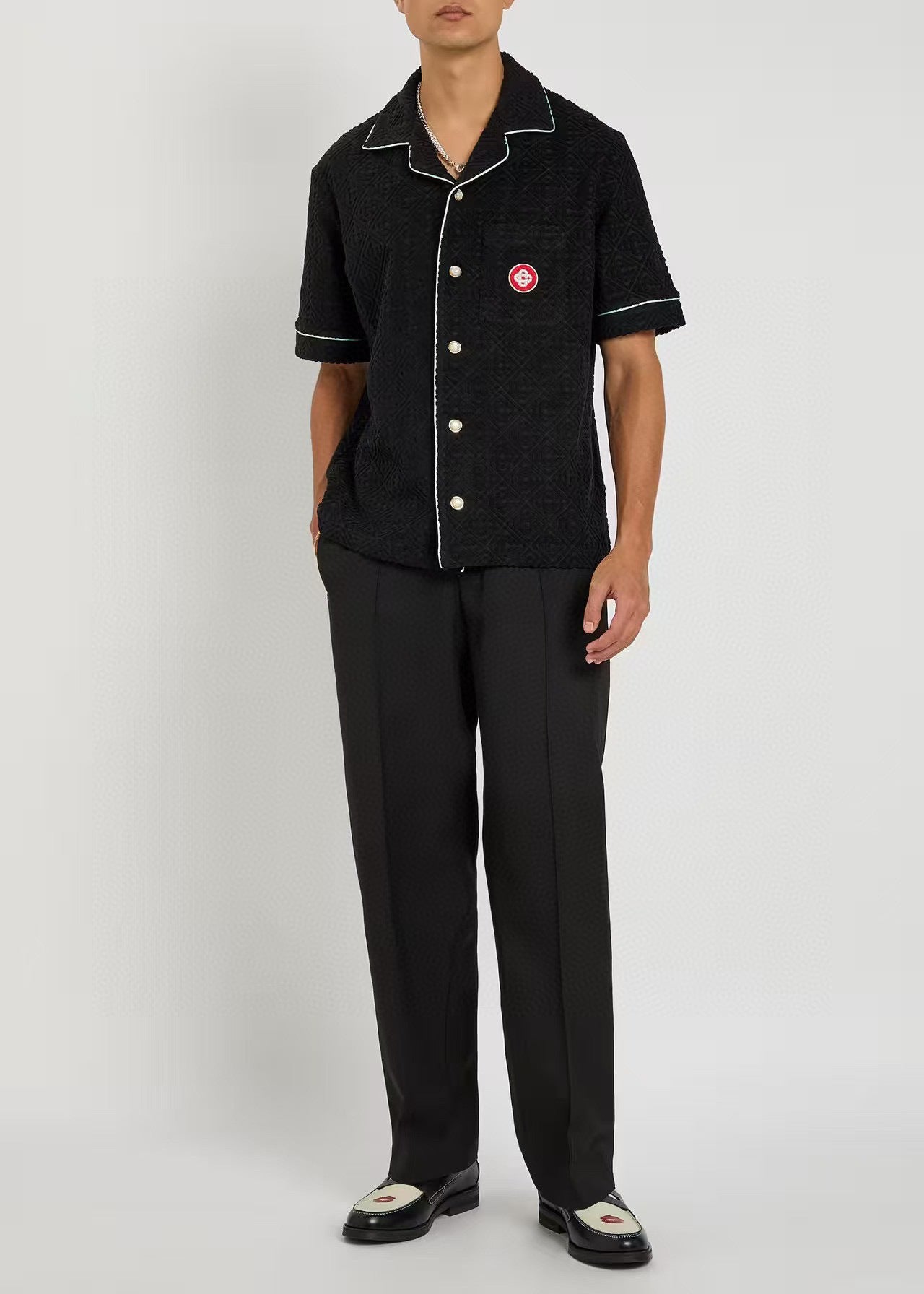 Casa B MONOGRAM JACQUARD TOWELLING SHORT SLEEVE SHIRT