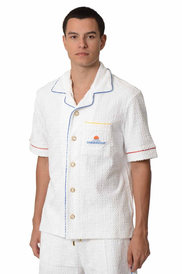 Casa B CHEMISE À MANCHES COURTE BLANCHE TISSU MONOGRAM