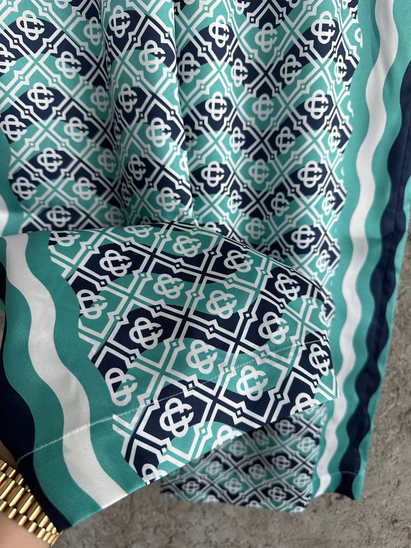 Casa B Exclusive MONOGRAM WAVE SILK PANTS