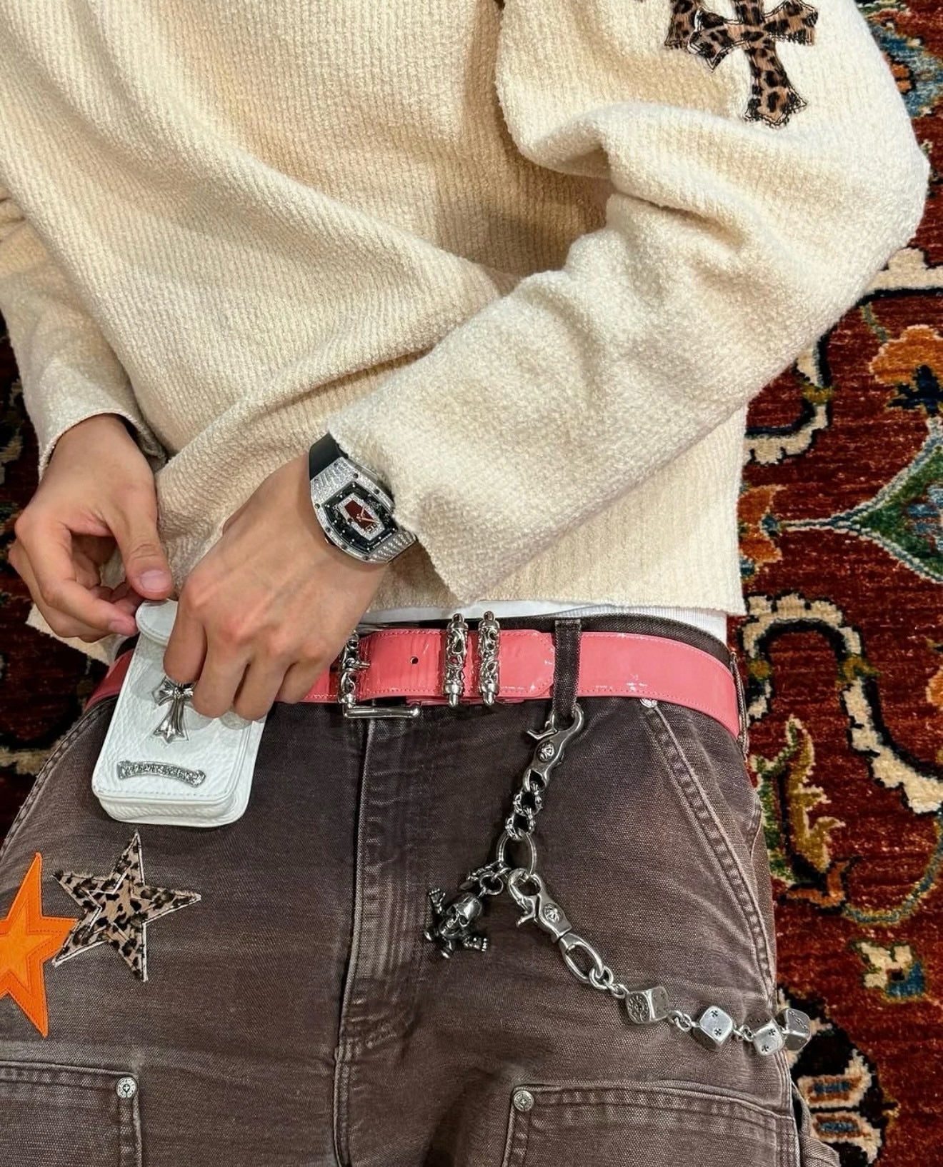 Pull croisé imprimé léopard CHROME