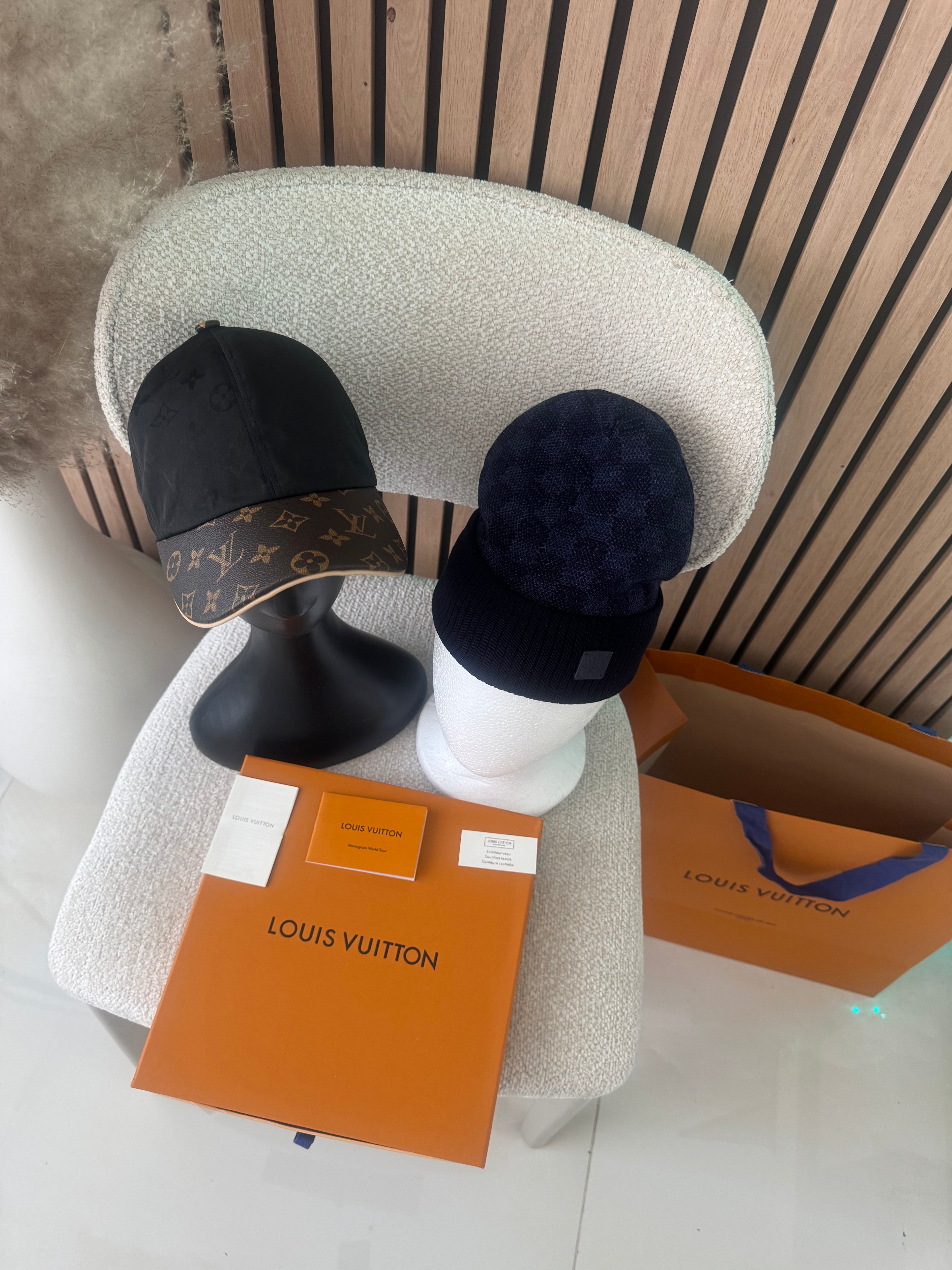 Bonnet Lv neo damier bleu