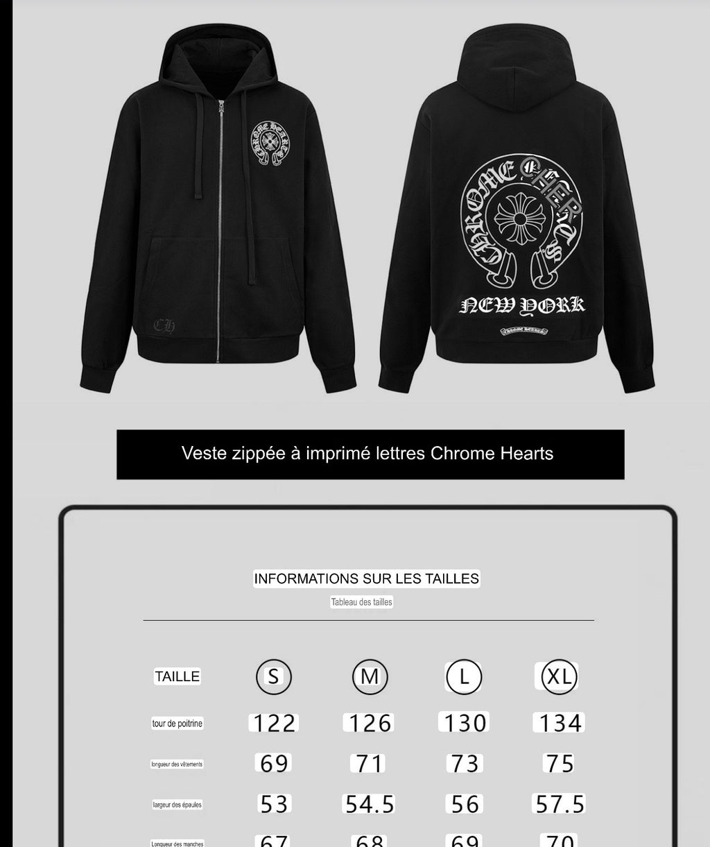 Veste zippée à imprimé lettres Chrome