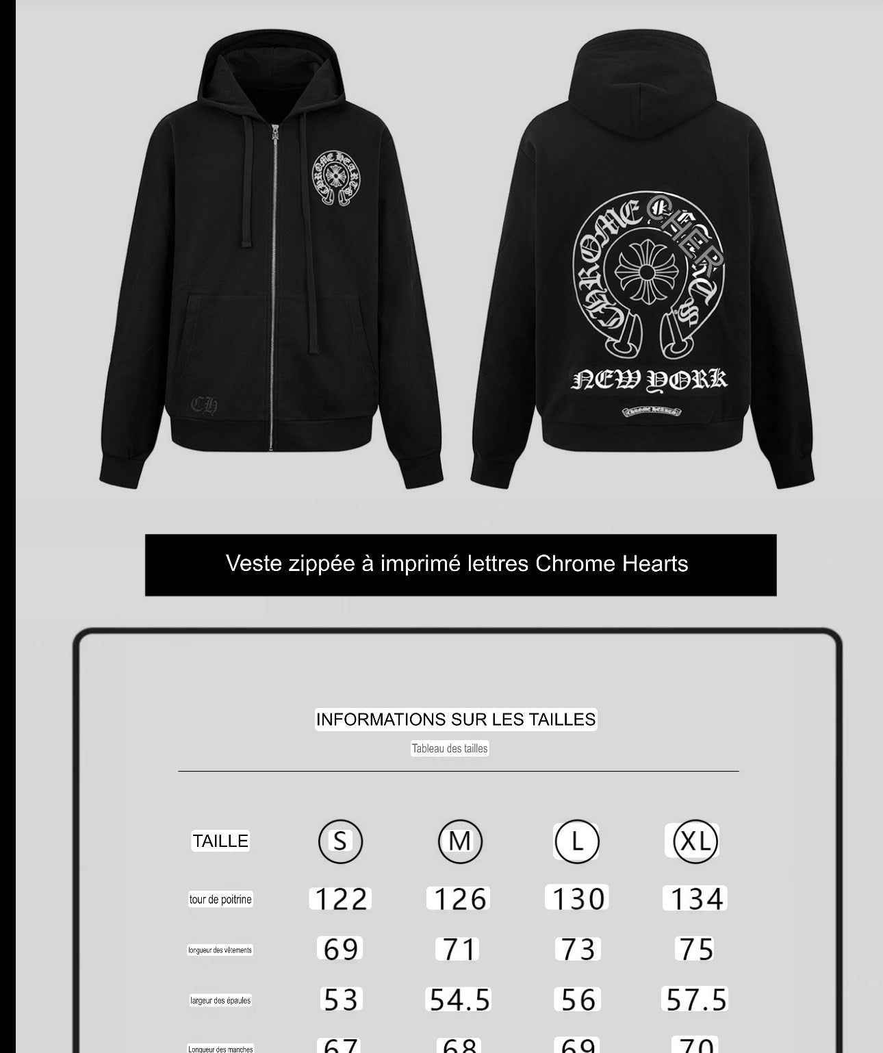 Veste zippée à imprimé lettres Chrome