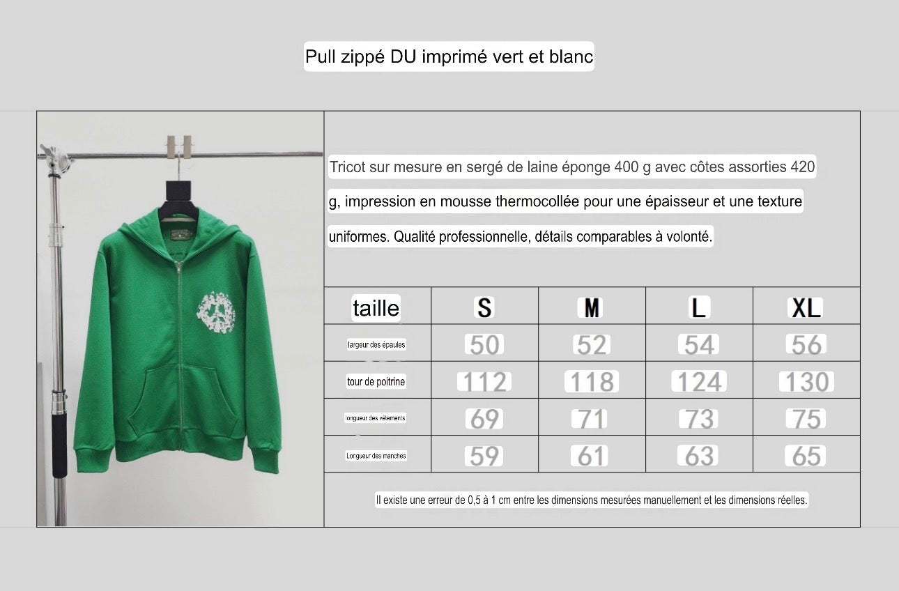 Gilet zippee imprime White and green