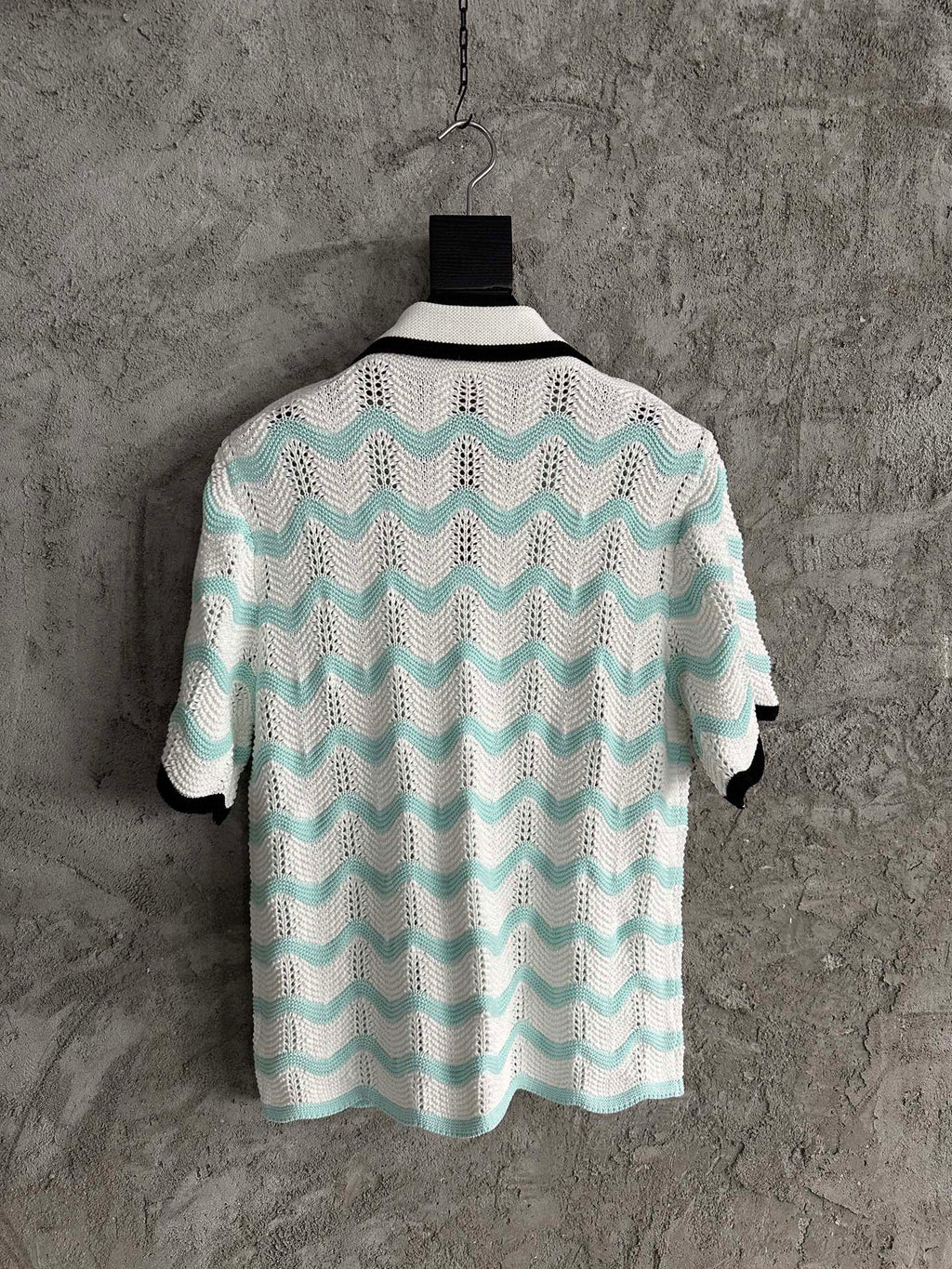 Casa B CHEMISE À MANCHES COURTES EN COTON CROCHETÉ GRADIENT WAVE