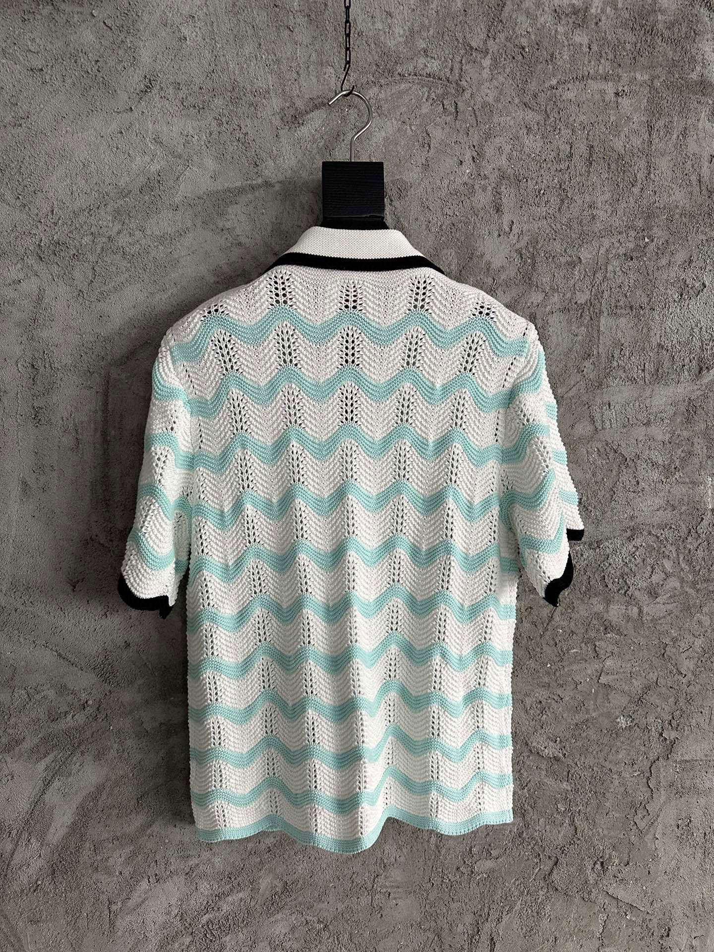 Casa B CHEMISE À MANCHES COURTES EN COTON CROCHETÉ GRADIENT WAVE