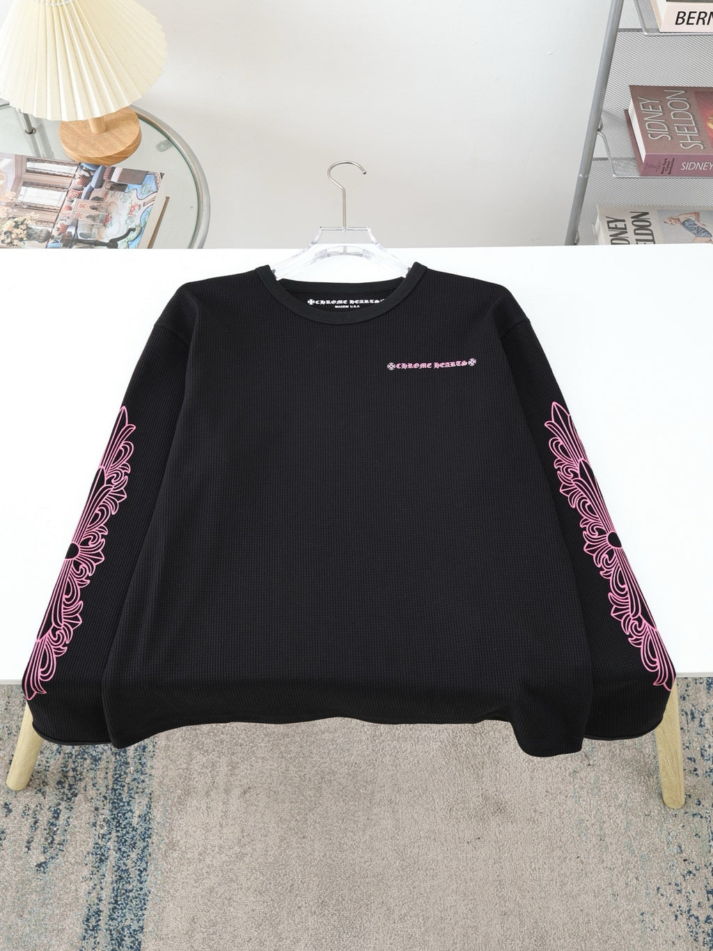 Long sleeves chrome mailles gaufré rose