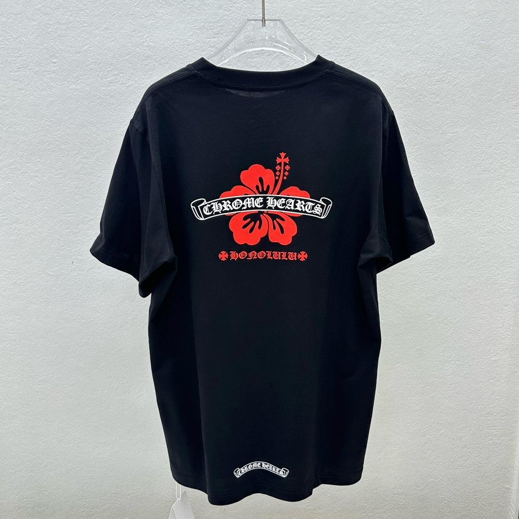 T shirt chrome Flowers black