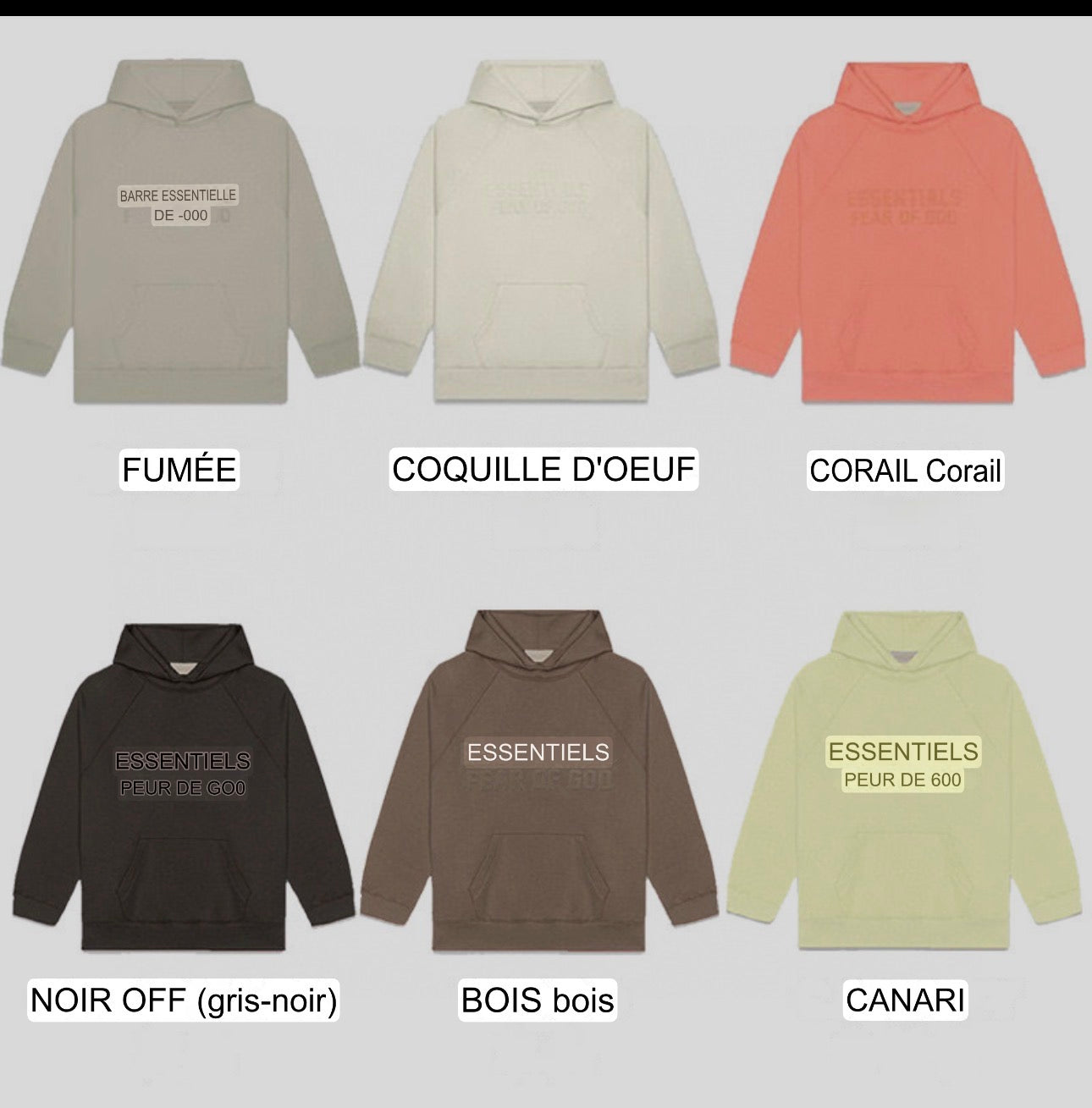 Sweat Essntial FOG aux choix