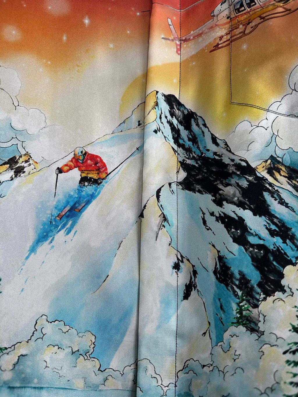 Casa B Chemise en soie à Motif scène de ski