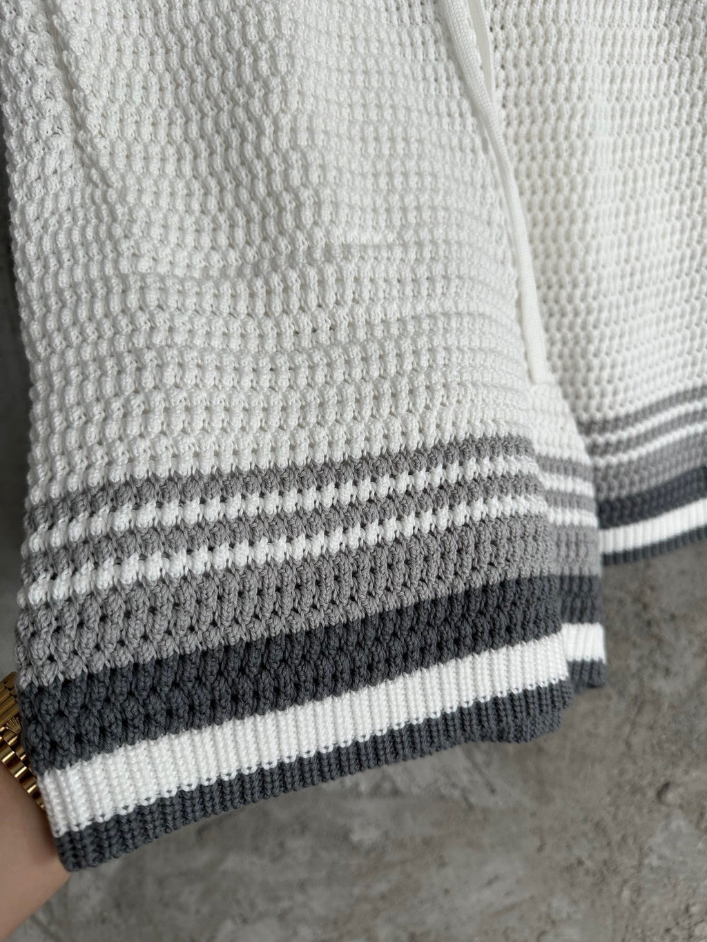 CASA B SHORT COTON CROCHETÉ GRIS NARDO