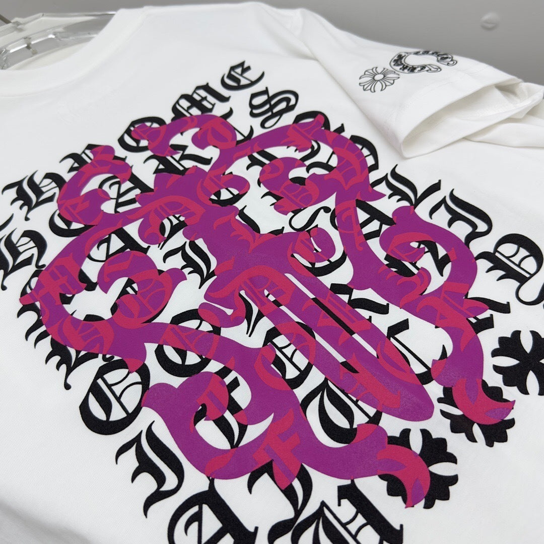 T shirt Chrome Logo Rose / White