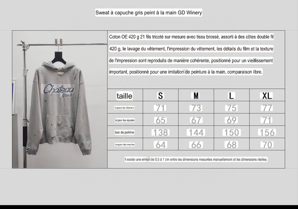 Sweat Capuche gris  Gallery Peint hands