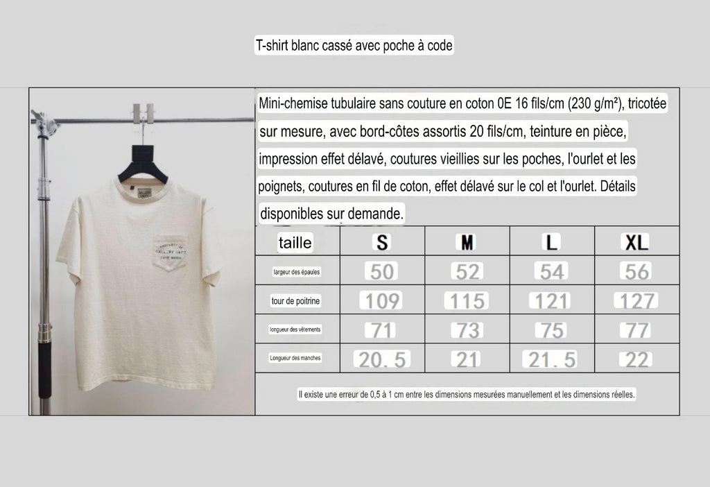 T shirt Gallery blanc cassé avec poche