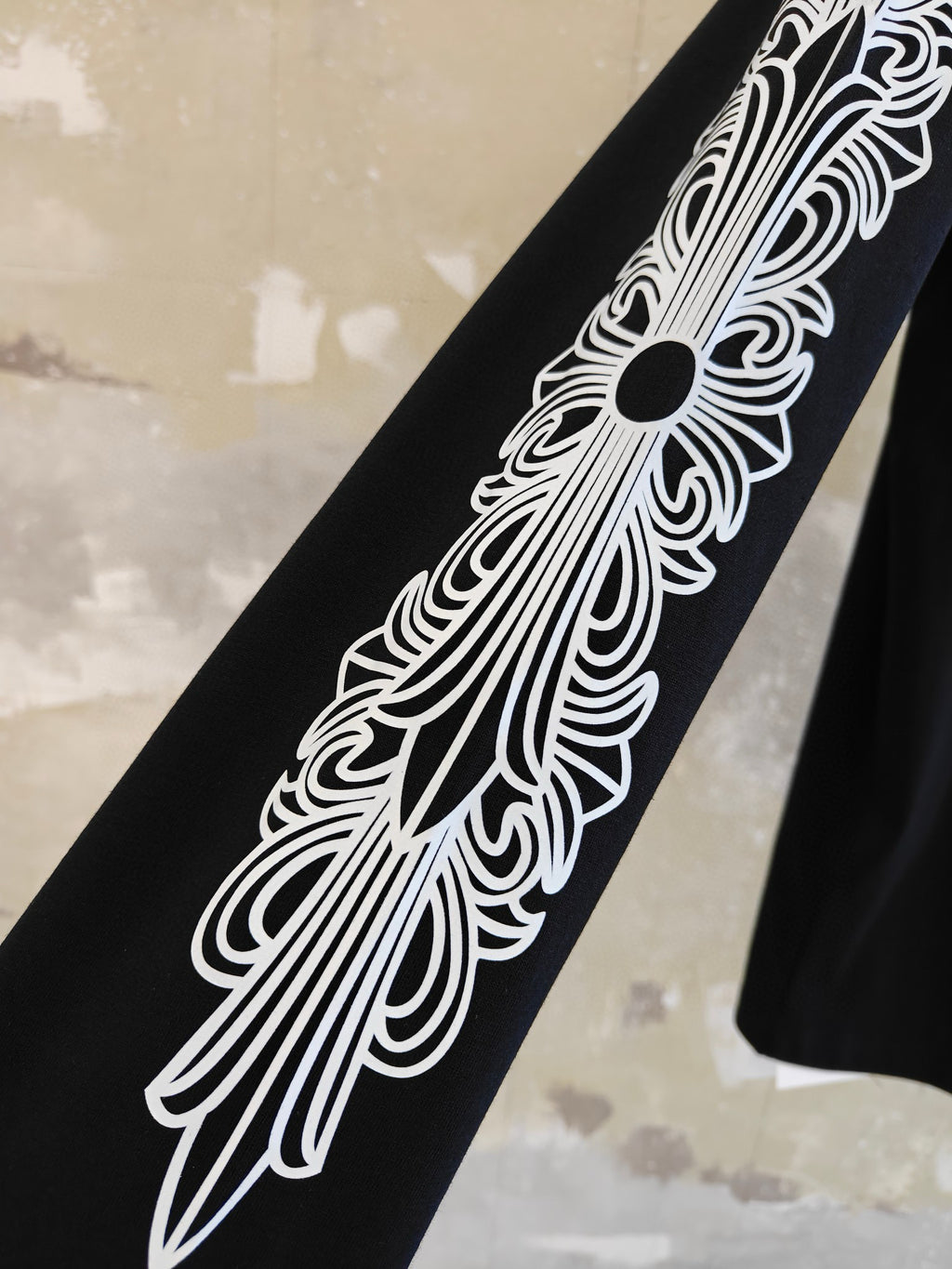 Long sleeves chrome black bouton argenté