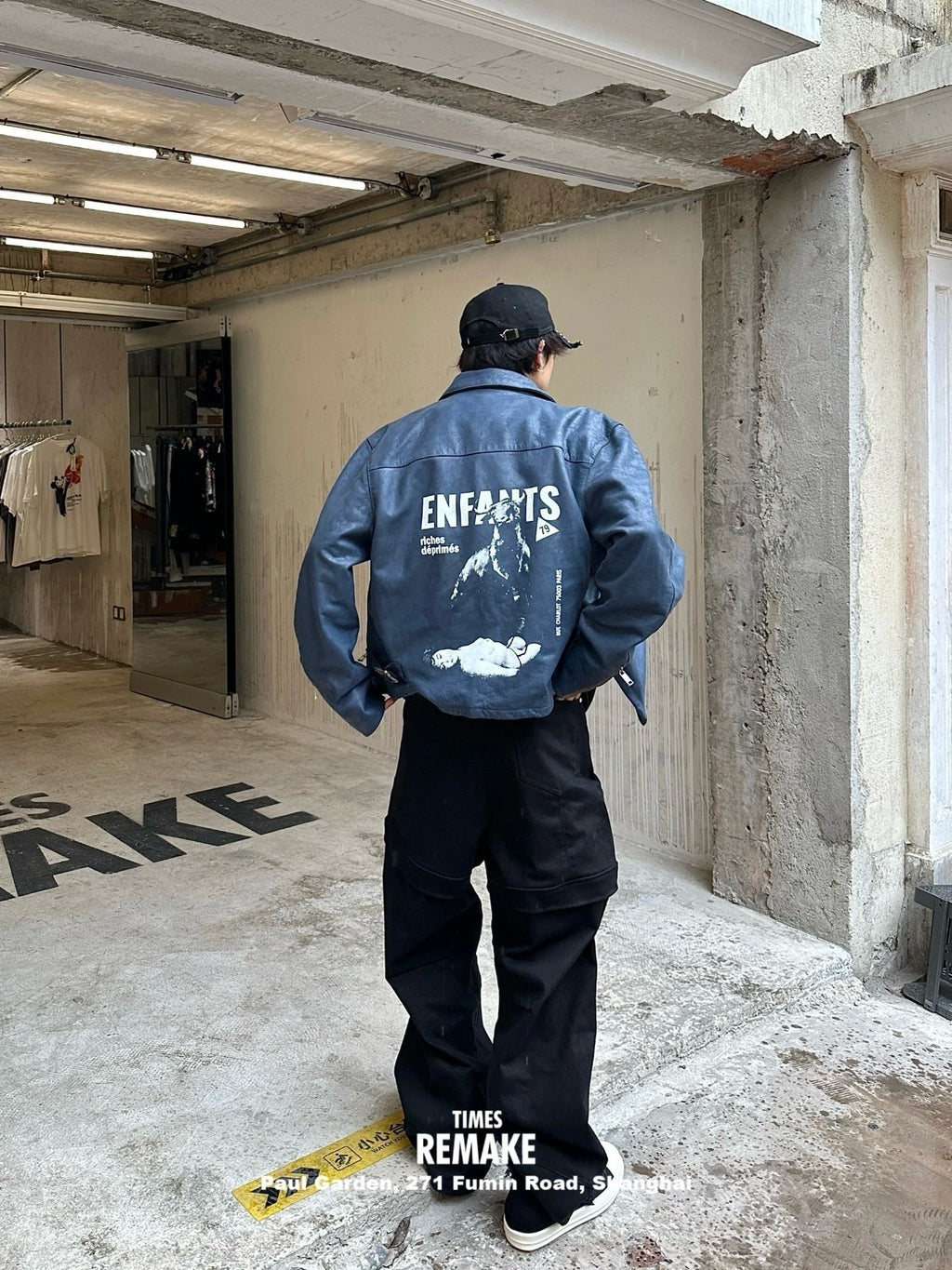 VESTE ERD CUIR BLEU MOTO ESPAGNOLE