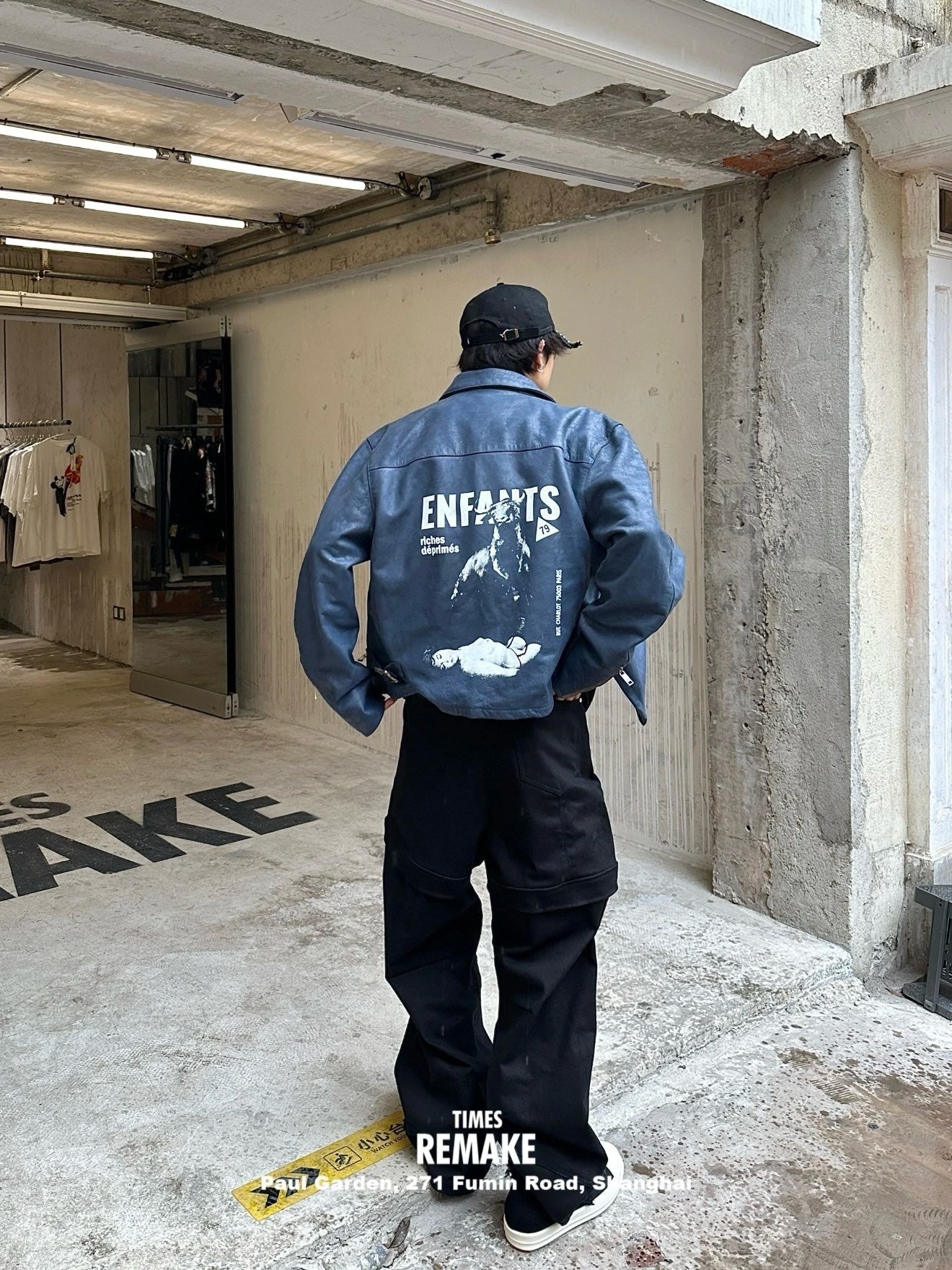 VESTE ERD CUIR BLEU MOTO ESPAGNOLE
