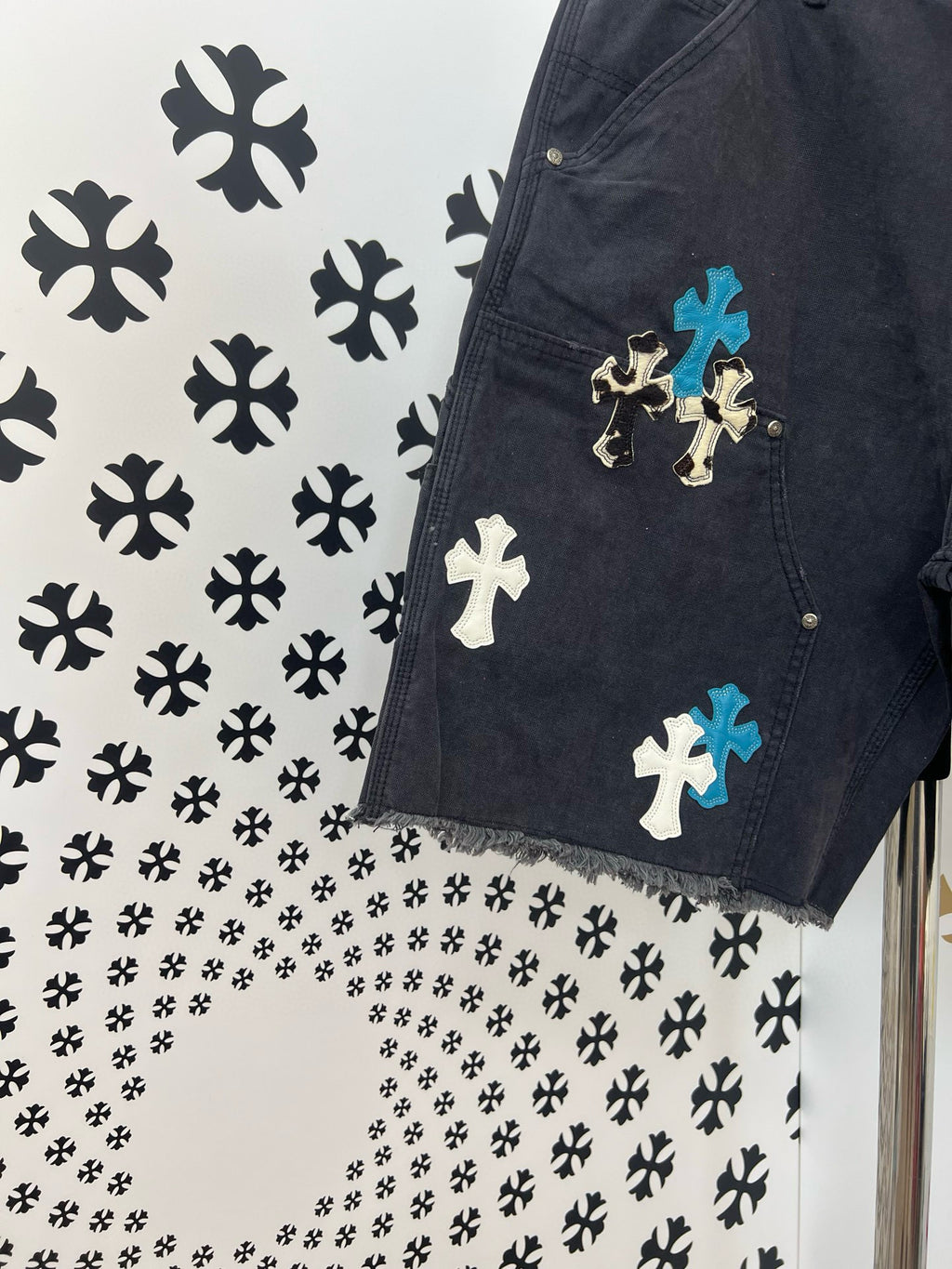 Short Jean Chrome noir / bleu