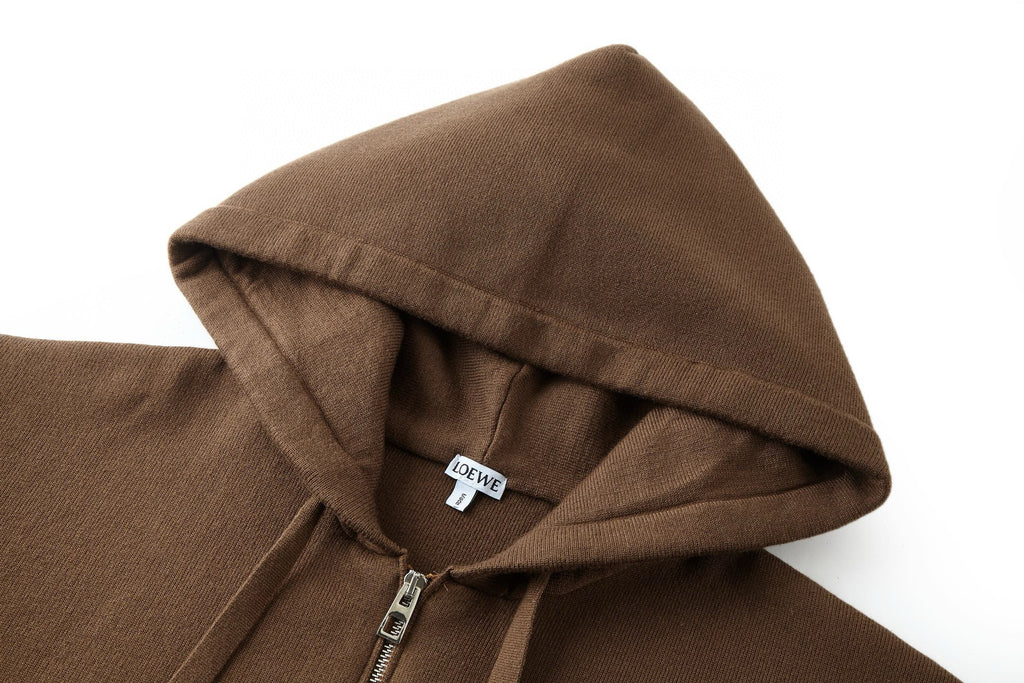 Cardigan en maille à poche plaquée en cuir et logo Loew