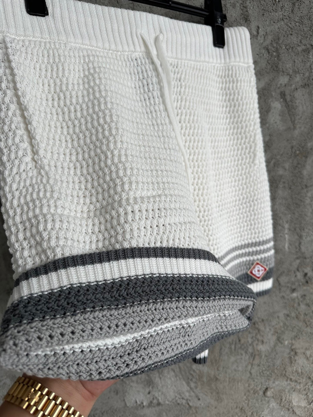 CASA B SHORT COTON CROCHETÉ GRIS NARDO