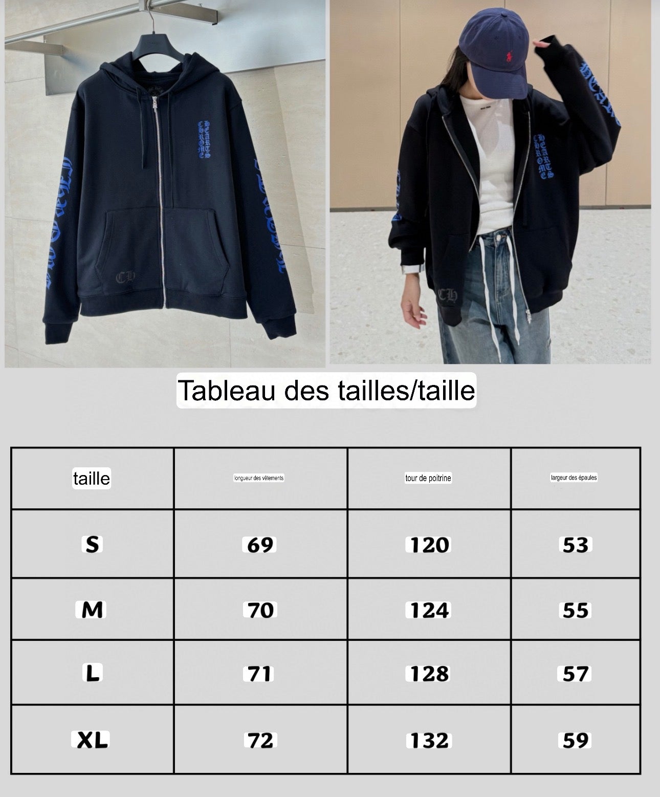 Veste chromé Noir & bleu