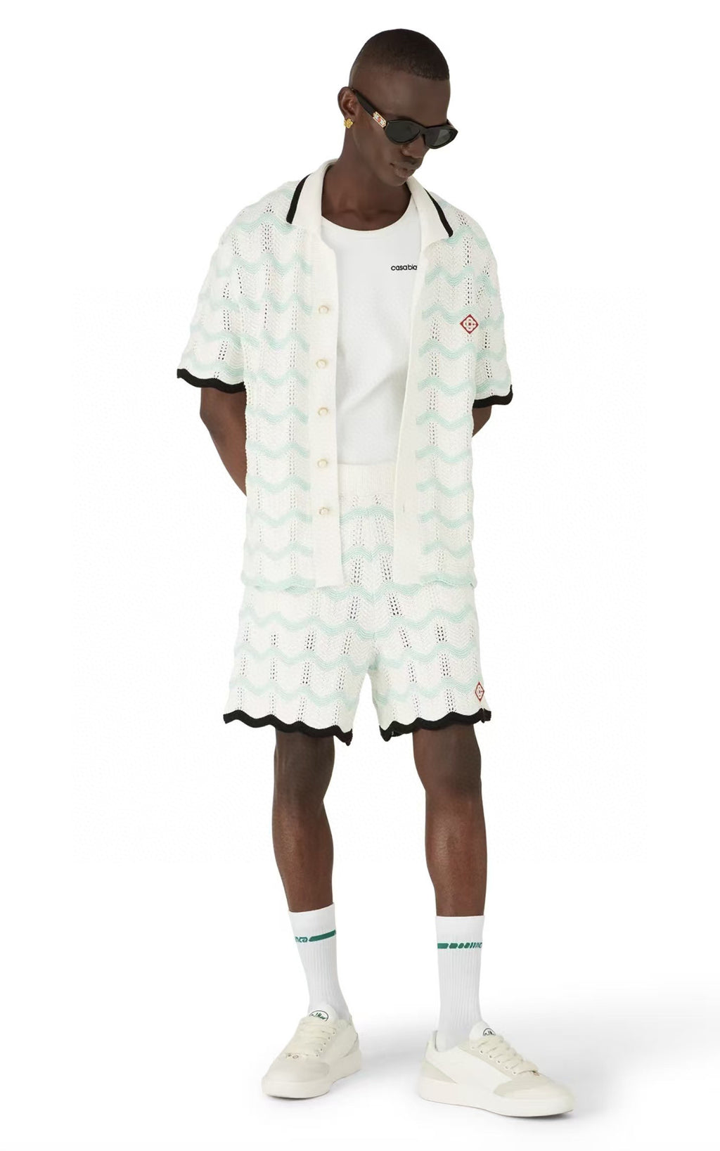 Casa B CHEMISE À MANCHES COURTES EN COTON CROCHETÉ GRADIENT WAVE