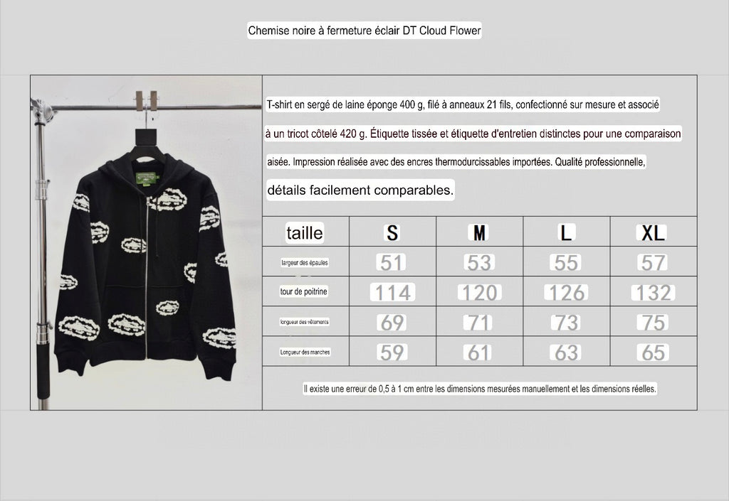 Pull Zippé à motif DT TEARS NOIR