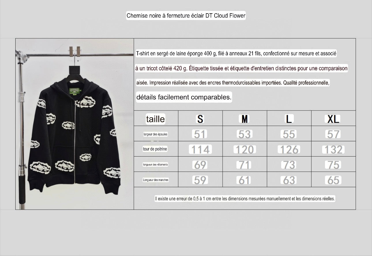 Pull Zippé à motif DT TEARS NOIR