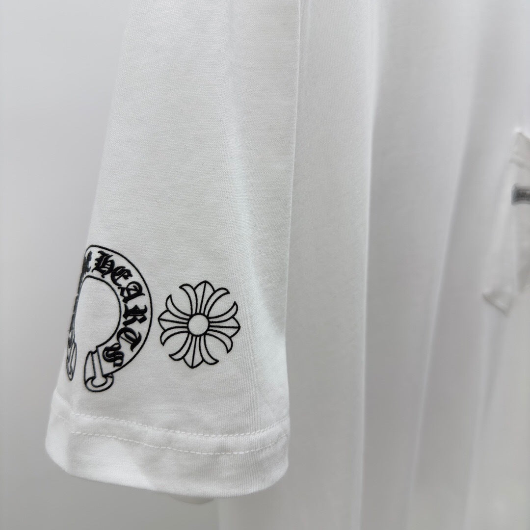 T shirt Chrome Logo Rose / White