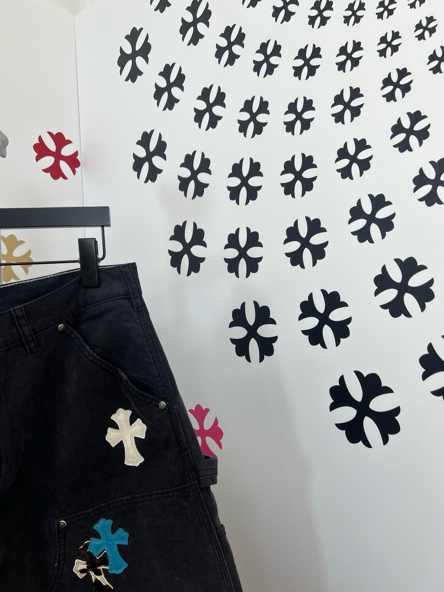 Short Jean Chrome noir / bleu