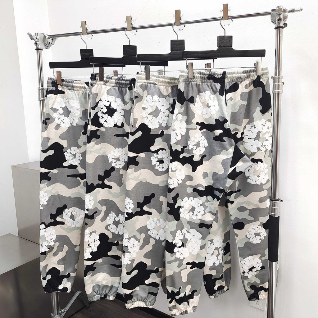 Pantalon Denim.Trs Grey flowers military