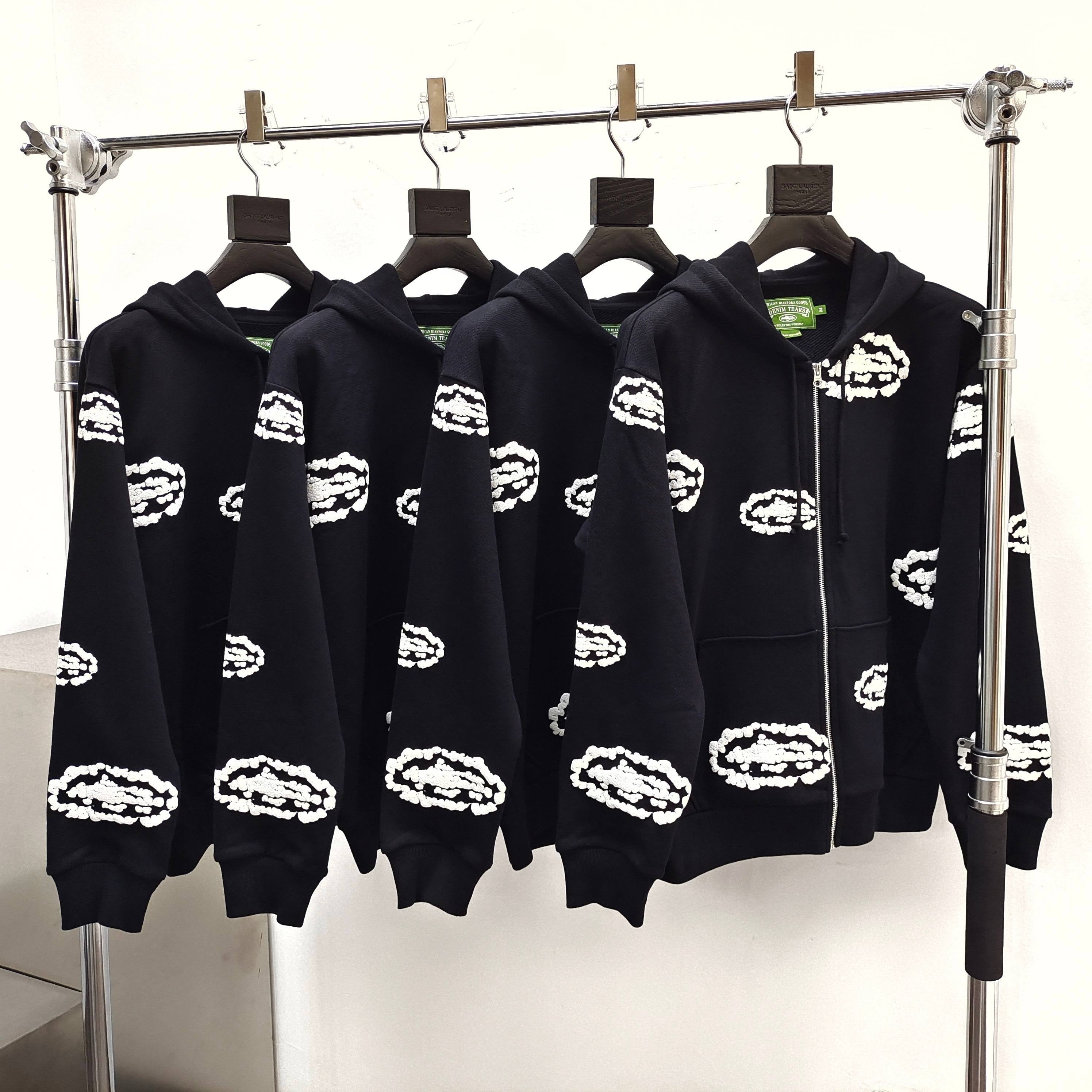 Pull Zippé à motif DT TEARS NOIR