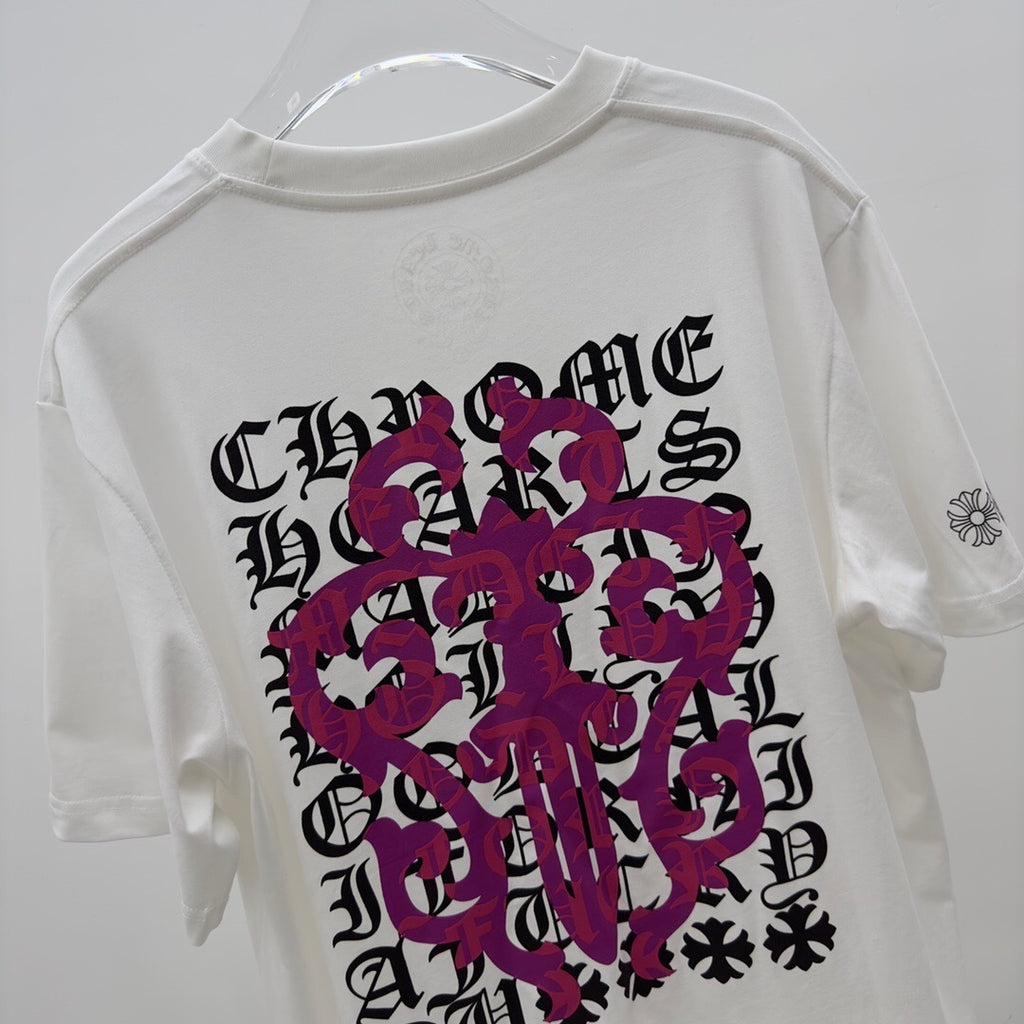 T shirt Chrome Logo Rose / White