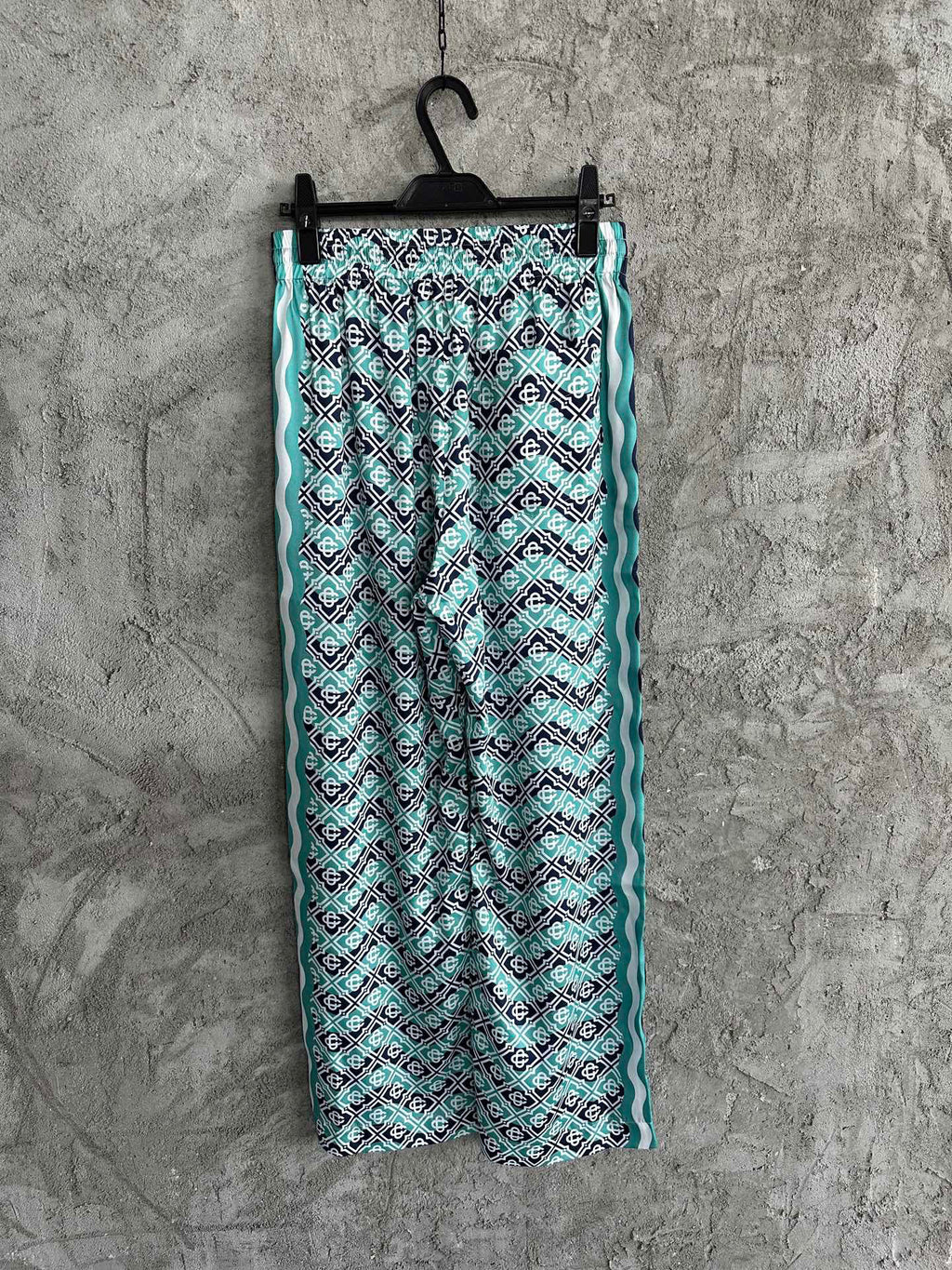 Casa B Exclusive MONOGRAM WAVE SILK PANTS