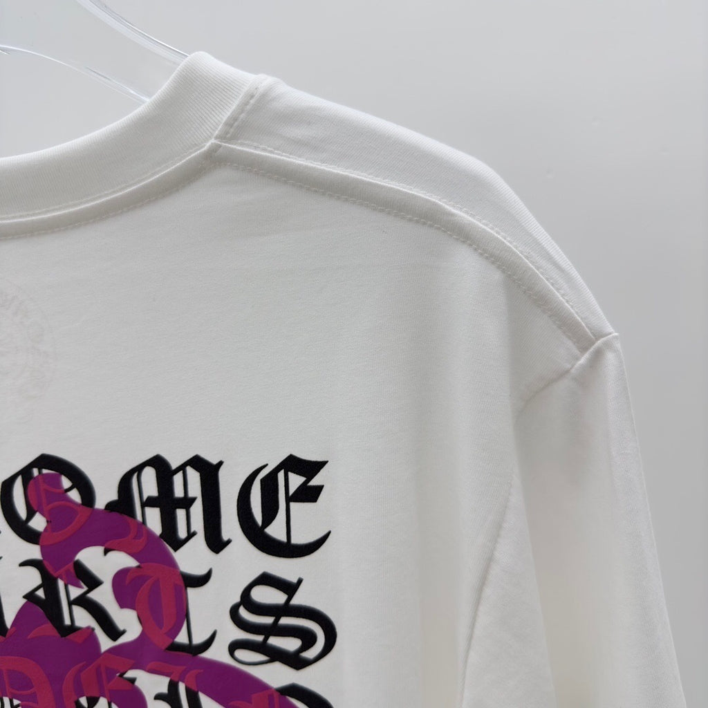 T shirt Chrome Logo Rose / White
