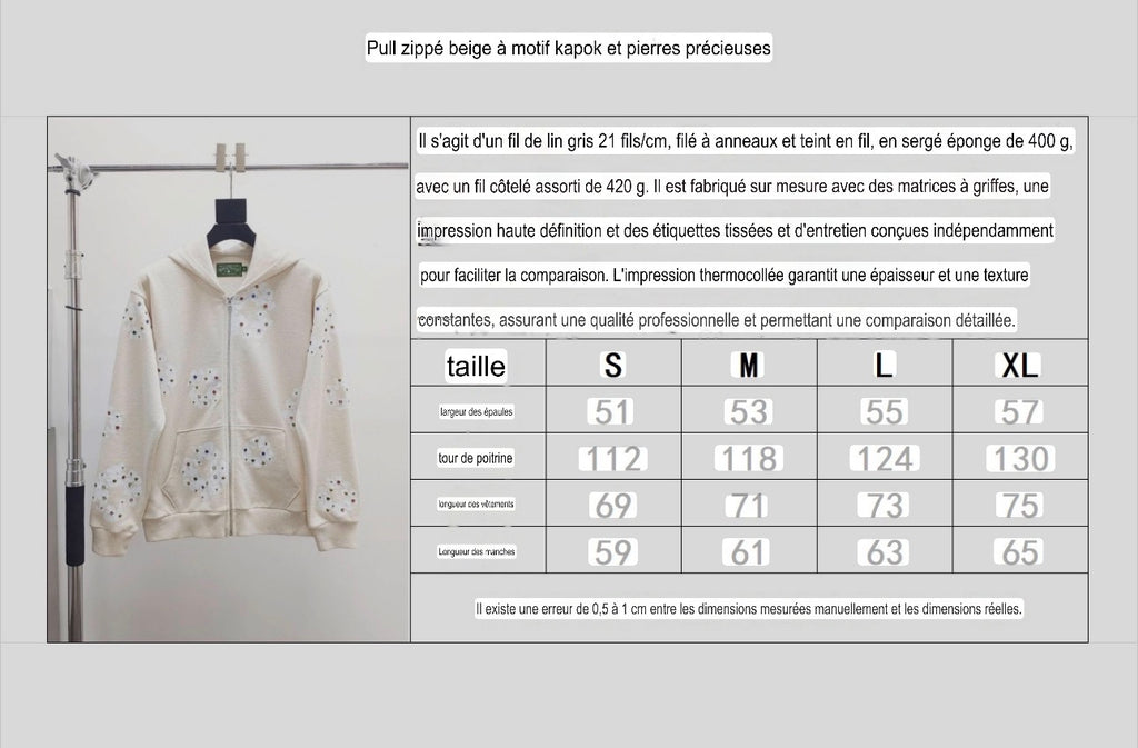 Sweat D.Tears Gaufré beige à motif